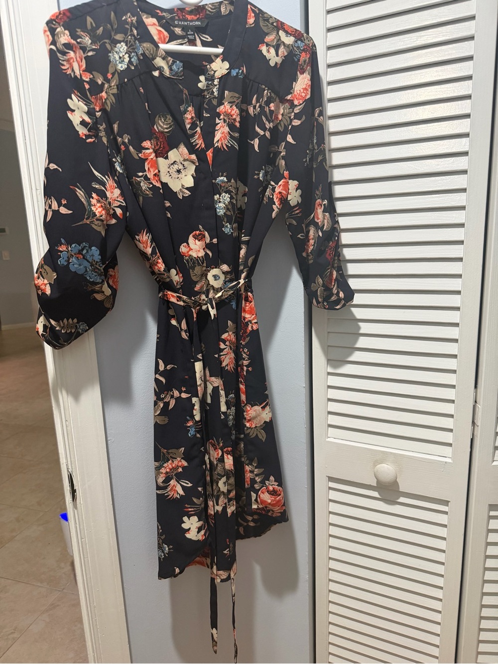 41 Hawthorn Black Floral Tie-Waist Midi Dress